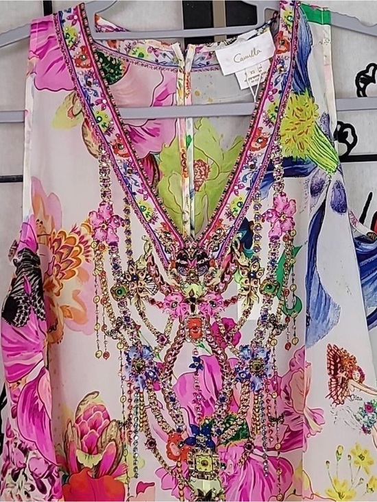 Camilla Tops - Camilla NWT Fairy Gang V Neck Button Back 100% Silk Top
